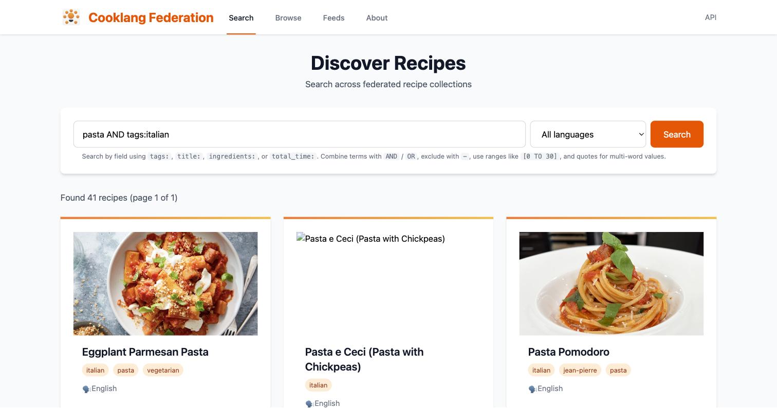 Federation search results for "pasta AND tags:italian"